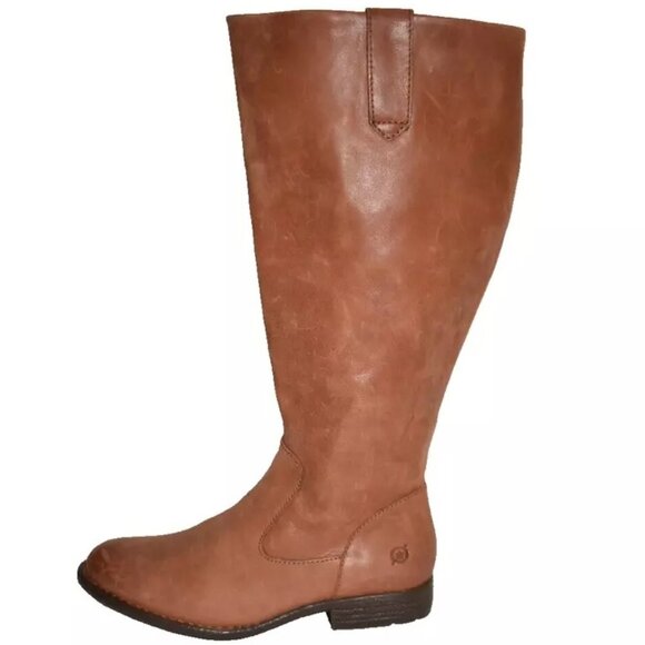 New BORN Shaunie Cognac Leather Knee High Boots Wide Calf WC 7 M Br0040857 DD447 - Picture 3 of 7